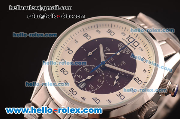 Tag Heuer Mikrograph Chronograph Quartz Full Steel with Grey/White Dial - Click Image to Close